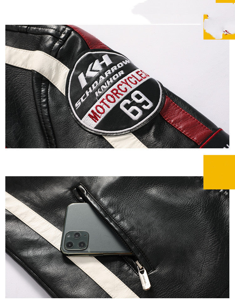 Flag Village Men's Leather Street Motorcycle Racing Suit Racing suit
