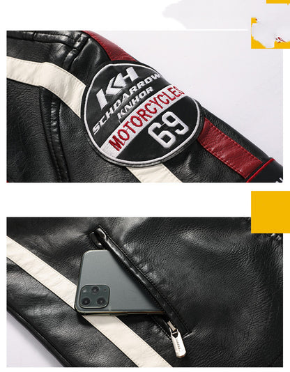 Flag Village Men's Leather Street Motorcycle Racing Suit Racing suit