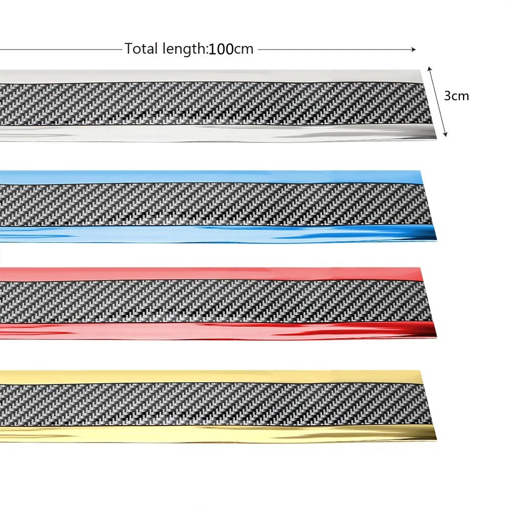 Flag Village outdoor Car Carbon Fiber Pattern Door Sill Decorative Protective Sticker